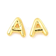 Brass Hollow Out Initial Letter Stud Earrings for Women, Real 18K Gold Plated, Lead Free & Cadmium Free, Letter.A, 7x6.5x1.5mm, Pin: 0.8mm(EJEW-A044-01G-A)