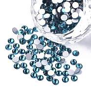 Glass Flat Back Rhinestone Cabochons, Back Plated, Faceted Half Round, Indicolite, SS20, 4.6~4.8x2mm, about 1440pcs/bag(RGLA-S002-20SS-11)