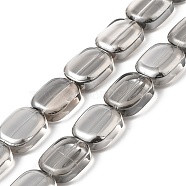 Transparent Electroplate Glass Bead Strands, Pearl Luster Plated, Rectangle, Gray, 12x10x4.5mm, Hole: 1mm, about 55pcs/strand, 25.98''(66cm)(EGLA-P049-02A-PL03)