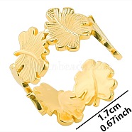 Vintage Stainless Steel Leaf Couple Rings, Open Cuff Rings for Men and Women, Golden(HN4154-2)