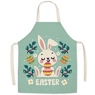 Cute Easter Rabbit Pattern Polyester Sleeveless Apron, with Double Shoulder Belt, for Household Cleaning Cooking, Medium Aquamarine, 680x550mm(PW-WG98916-04)