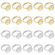 HOBBIESAY 20Pcs 2 Colors Adjustable Brass Sieve Ring Settings, Flat Round, Platinum & Golden, US Size 6 1/2(17mm), Tray: 12mm, 10pcs/color(KK-HY0003-21)