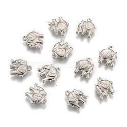 Tarnish Resistant 201 Stainless Steel Elephant Charms, Stainless Steel Color, 13.5x11.5x3.5mm, Hole: 1.5mm(X-STAS-Q192-15)