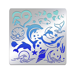 Stainless Steel Cutting Dies Stencils, for DIY Scrapbooking/Photo Album, Decorative Embossing DIY Paper Card, Matte Stainless Steel Color, Dolphin Pattern, 156x156mm(DIY-WH0279-175)