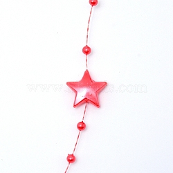 Handmade ABS Plastic Beaded Chains, Star & Round, Red,13.5x14x3x4mm(X-CHC-CJC0001-08C)