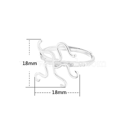 Adjustable 925 Silver Ring Adjustable Ring Findings, Twist Prong Ring Settings, Silver, Pattern: 18x18mm, Inner Diameter: 19mm(PW-WG95003-02)