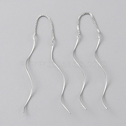Brass Twist Wave Dangle Earrings for Women, Platinum, 128x5mm, Pin: 0.8mm(EJEW-WH0017-55P)