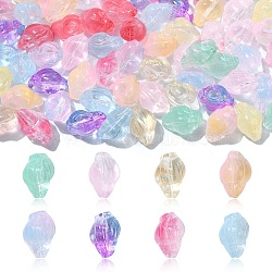 100Pcs 10 Colors Transparent Spray Paint Glass Beads, Conch, Mixed Color, 15~16x11x10~11mm, Hole: 1mm, 10pcs/color,(GLAA-CJ0002-72)