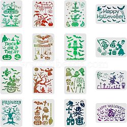 Plastic Drawing Painting Stencils Templates Sets, Halloween Themed Pattern, 29.7x21cm, 16 sheet/set(DIY-WH0172-204)