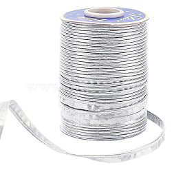 Polyester Ribbon, Flat, Silver, 3/8 inch(10x1.5mm), about 60.15 Yards(55m)/Roll(OCOR-WH0068-28B)