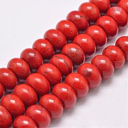 Natural Red Jasper Beads Strands, Rondelle, Grade AB+, Red, 12x8mm, Hole: 1mm, about 48pcs/strand, 15.1 inch(G-F347-12x8mm-04)