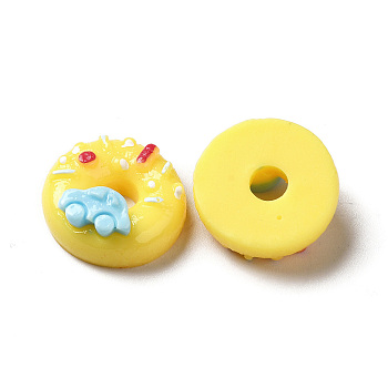 Opaque Resin Imitation Food Decoden Cabochons, Donut, Yellow, 19~20x8~10.5mm