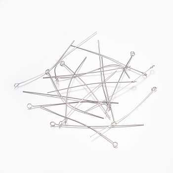 Tarnish Resistant 304 Stainless Steel Eye Pins, Stainless Steel Color, 55mm, Hole: 2mm, Pin: 0.6mm