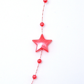 Handmade ABS Plastic Beaded Chains, Star & Round, Red,13.5x14x3x4mm