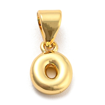 Brass Charms, Real 18K Gold Plated, Long-Lasting Plated, Lead Free & Cadmium Free, Letter Charm, Letter O, 9.5x6.5x2.5mm, Hole: 5x3.5mm