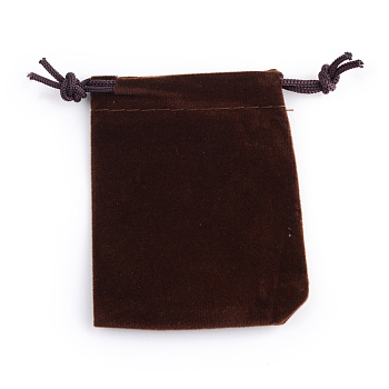 Rectangle Velvet Pouches, Gift Bags, Coconut Brown, 7x5cm