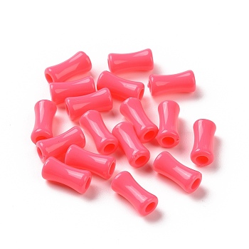 Opaque Acrylic Beads, Bamboo Stick, Light Coral, 11x5.5mm, Hole: 2.8mm, about 3360pcs/500g 
