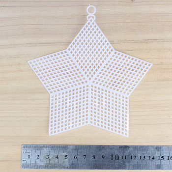 Star-shaped Plastic Mesh Canvas Sheet, for DIY Knitting Bag Crochet Projects Accessories, White, 151x132x1.5mm