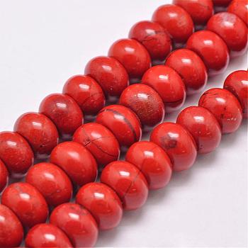 Natural Red Jasper Beads Strands, Rondelle, Grade AB+, Red, 12x8mm, Hole: 1mm, about 48pcs/strand, 15.1 inch