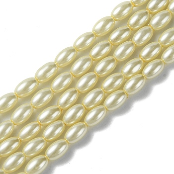 Glass Pearl Barrel Beads Strands, Wheat, 7x4mm, Hole: 1mm, about 66pcs/strand, 16.1 inch