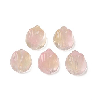 Two Tone Transparent Spray Painted Glass Beads, Rabbit, Navajo White, 14x12x8mm, Hole: 1.4mm