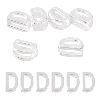 6Pcs 925 Sterling Silver Hollow Initial Beads, Silver, Letter D, 5.5~6x3.5~4x3mm, Hole: 3.5~4x1.3~1.7mm
