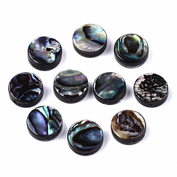 Natural Abalone Shell/Paua Shell Beads, Flat Round, Colorful, 10x3.5mm, Hole: 0.8mm