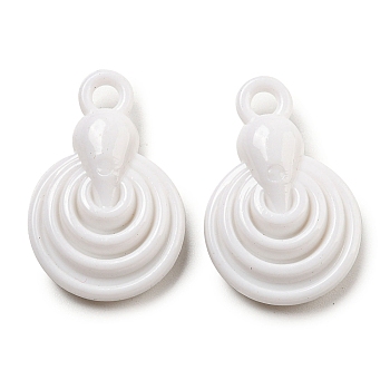 Opaque Acrylic Pendants, Spiral, White, 29.5x19x8mm, Hole: 3mm, about 290pcs/500g