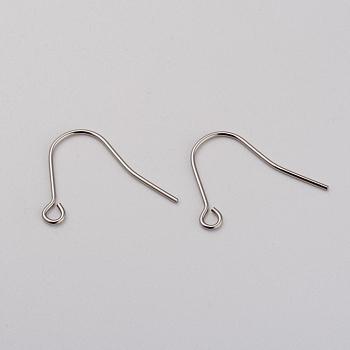 316L Surgical Stainless Steel Earring Hooks, Ear Wire, with Horizontal Loop, Stainless Steel Color, 13x16mm, Hole: 1.5mm, 20 Gauge, Pin: 0.8mm