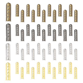 200Pcs 4 Colors Column Alloy Shoelace Buckle Connectors, Capsule Shape No Tie Shoe Lace Tie Locks Clips Ends, Mixed Color, 22.5x6.5x7mm, 50pcs/color