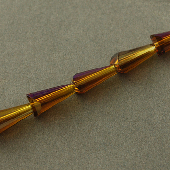Electroplate Glass Beads Strands, AB Color Plated, Faceted, Cone, Saddle Brown, 12x6x6mm, Hole: 2mm