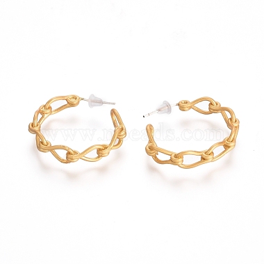 Semicircular Brass Stud Earrings(EJEW-E196-12MG)-2