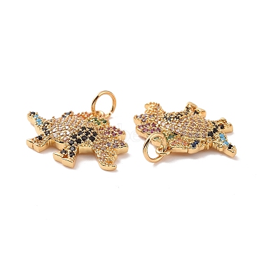 Stegosaurus Brass Micro Pave Colorful Cubic Zirconia Charms(KK-G435-30G)-3