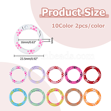20Pcs 10 Styles Alloy Enamel Spring Gate Rings(FIND-HS0002-18)-2