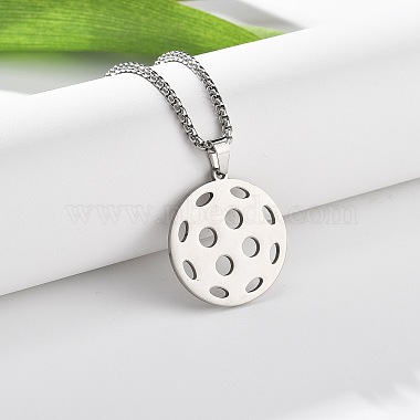 201 Colliers à chaîne en acier inoxydable avec pendentif pickleball pour femmes et hommes(NJEW-H050-01A-P)-3