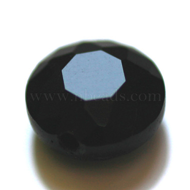 6mm Black Flat Round Glass Beads
