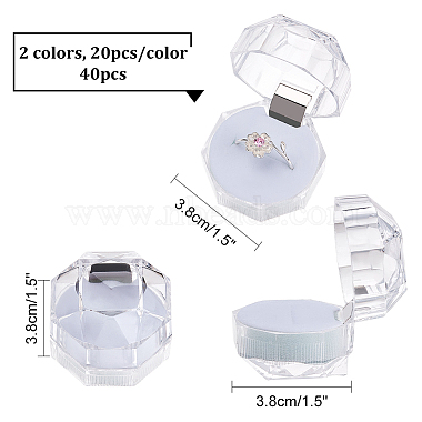 chgcraft 40шт. 2 цвета восьмиугольные прозрачные пластиковые коробки для колец(CON-CA0001-019)-2