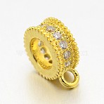 Rack Plating Brass Micro Pave Cubic Zirconia Tube Bails, Loop Bails, Flat Round, Cadmium Free & Lead Free, Golden, 8.5x6.5x3mm, Hole: 1mm, Inner Diameter: 4mm(ZIRC-I012-05G-RS)
