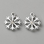 Alloy Rhinestone Pendants, Snowflake, Silver, 20.5x17x3.5mm, Hole: 2.1mm(FIND-WH0521-74H-S)