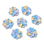 Opaque Resin Cabochons, Flower, Sky Blue, 25x24x6mm(RE-F001-02)