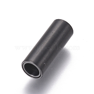 304 Stainless Steel Magnetic Clasps with Glue-in Ends, Frosted, Column, Gunmetal, 16x6mm, Hole: 4mm(STAS-G203-12MB-B)