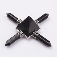 Natural Obsidian Pyramid Energy Generator, Healing Stone Point Four Directions Decoration, for Reiki Balancing Meditation, 90x90mm(G-F423-02)