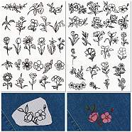 PVA Water-soluble Embroidery Aid Drawing Sketch, Rectangle, Flower, 297x210mmm, 2pcs/set(DIY-WH0514-002)
