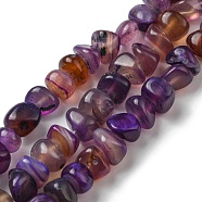 Natural Agate Beads Strands, Dyed, Nuggets, Purple, 7.5~10x11.5~13x10.5~13mm, Hole: 1.2mm, about 44pcs/strand, 14.17~14.41 inch(36~36.6cm)(G-C039-F01)