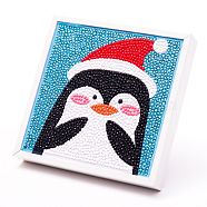 DIY Christmas Theme Diamond Painting Kits For Kids, Penguin Pattern Photo Frame Making, with Resin Rhinestones, Pen, Tray Plate and Glue Clay, Mixed Color, 15x15x2cm(DIY-F073-12)
