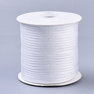 Nylon Ribbons, with Sparkle Metallic Cord, for Gift Package, Party Wedding Decoration, White, 1/8 inch(3.5mm) , about 500yards/roll(457.2m/roll)(NWIR-N014-01A)