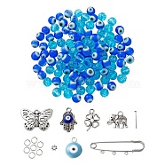 DIY Jewelry Making Set Kits, Including Lampwork Evil Eye & Glass Beads, Alloy Spacer Beads, Alloy & Alloy Enamel Pendants, Iron Jump Rings & Pins & Brooch Findings, Platinum, Beads: about 114pcs/set(DIY-LS0003-80)
