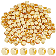 Brass Beads, Cube, Real 18K Gold Plated, 2.5x2.5x2.5mm, Hole: 1.4mm, 200pcs/box(KK-CN0002-72A-G)