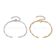 2Pcs 2 Colors 304 Stainless Steel Bar Link Chain Bracelet Making, Golden & Stainless Steel Color, 6-1/2 inch(16.6cm), 1pc/color(AJEW-JB01245)