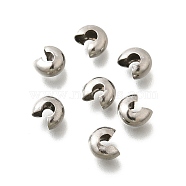 304 Stainless Steel Crimp Beads Covers, Stainless Steel Color, 6.5x5.5x3.5mm(STAS-P239-34P-05)